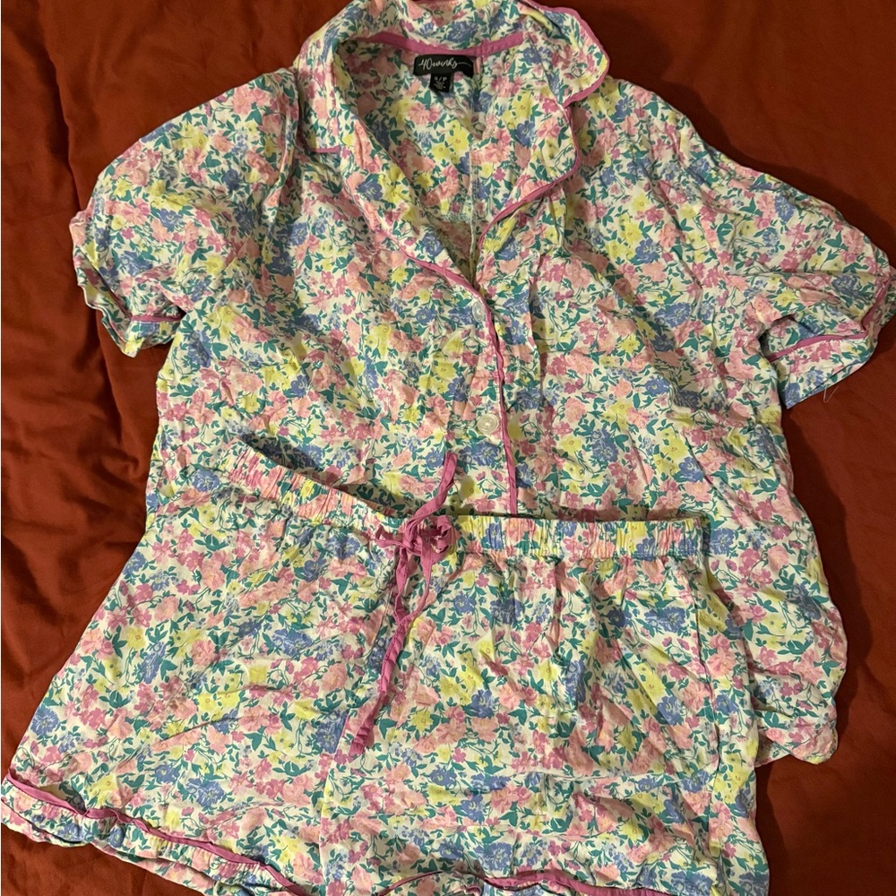 Wink Floral Pajama Set with Pink and Blue